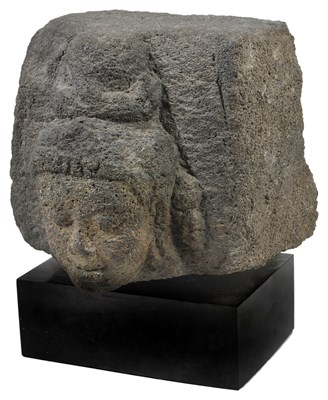 Lot 136 - AN ANDESITE RELIEF FRAGMENT DEPICTING A HEAD OF A BODHISATTVA