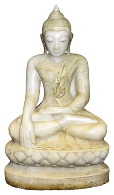 Lot 145 - A MARBLE FIGURE OF BUDDHA