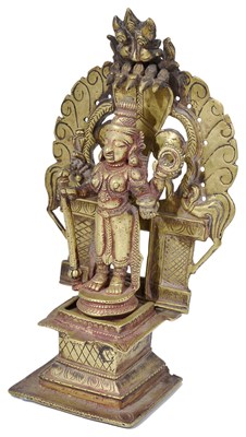 Lot 149 - A BRASS FIGURE OF DURGA