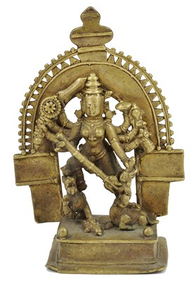 Lot 151 - A BRONZE FIGURE OF DURGA MAHISASURAMARDINI