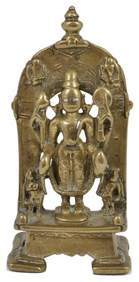 Lot 155 - A BRASS SHRINE DEPICTING VISHNU