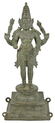 Lot 159 - A LARGE VIJAYANAGAR BRONZE FIGURE OF SKANDA