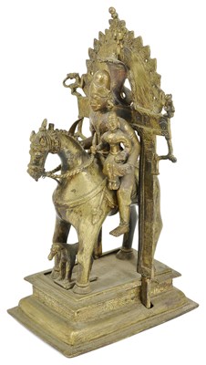 Lot 172 - A LARGE BRONZE FIGURE OF KHANDOBA AND MHALSA