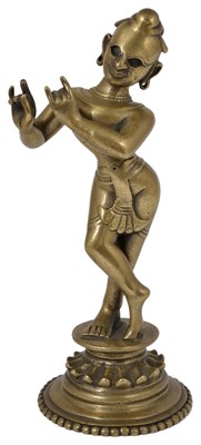 Lot 189 - A BRASS FIGURE OF KRISHNA VENUGOPALA