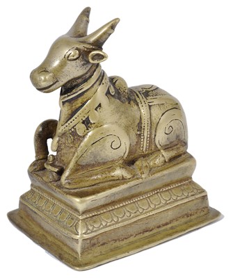 Lot 190 - A BRASS FIGURE OF NANDI BULL