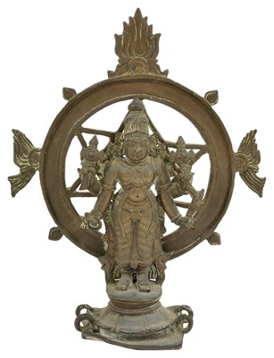 Lot 193 - A BRONZE FIGURE OF VISHNU