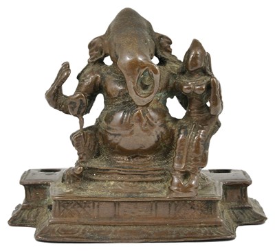 Lot 195 - A BRONZE FIGURE OF GANESHA