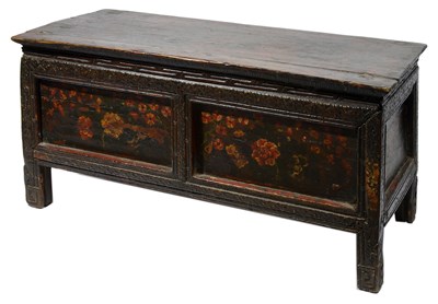 Lot 206 - A POLYCHROMED WOOD ALTAR TABLE