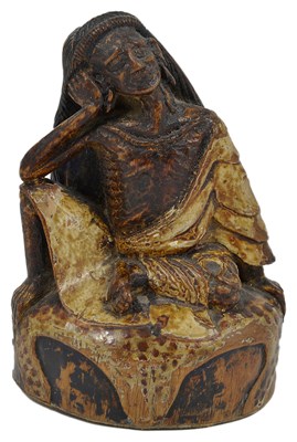 Lot 230 - A POLYCHROMED BAMBOO FIGURE OF MILAREPA