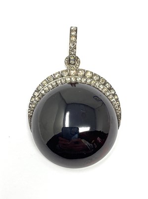 Lot 504 - GARNET CARBUNCLE AND DIAMOND PENDANT, 1880s