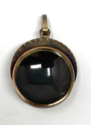 Lot 504 - GARNET CARBUNCLE AND DIAMOND PENDANT, 1880s