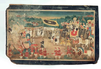 Lot 260 - A COMPANY SCHOOL PAINTING OF A FUNERAL PROCESSION