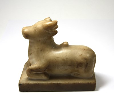 Lot 289 - A SMALL MARBLE FIGURE OF NANDI BULL