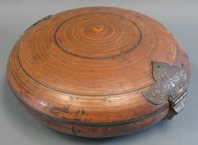 Lot 298 - A TURNED WOOD DOWRY BOX