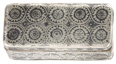 Lot 323 - A RUSSIAN SILVER AND NIELLO SNUFF BOX