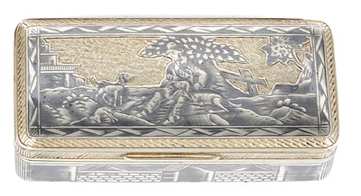 Lot 325 - A RUSSIAN SILVER AND NIELLO SNUFF BOX