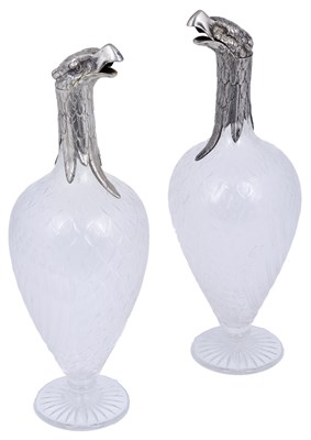 Lot 336 - A PAIR OF SILVER-MOUNTED NOVELTY CLARET JUGS