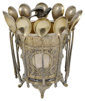 Lot 341 - A SET OF TWELVE RUSSIAN SILVER-GILT TEASPOONS