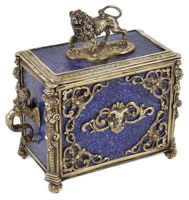 Lot 345 - A FRENCH SILVER-GILT-MOUNTED LAPIS LAZULI CASKET