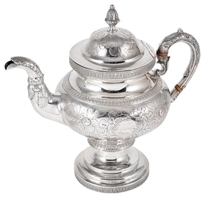 Lot 354 - AN AMERICAN SILVER TEAPOT