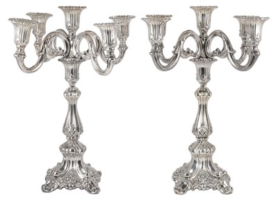 Lot 357 - A PAIR OF DANISH SILVER CANDELABRA