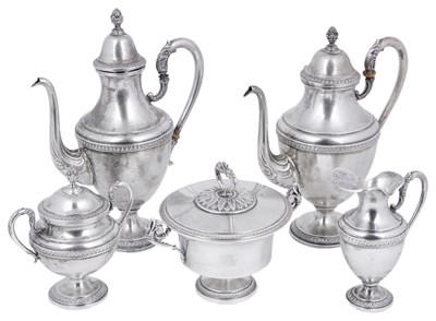 Lot 363 - AN ITALIAN FOUR-PIECE TEA AND COFFEE SET AND A SWEETMEAT BOWL AND COVER