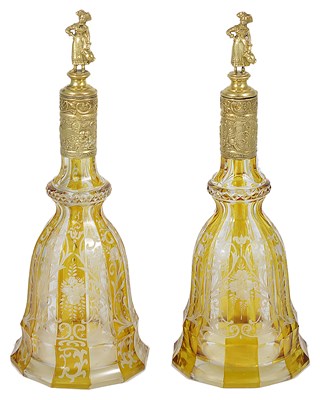 Lot 367 - A PAIR OF GERMAN SILVER-GILT-MOUNTED BOHEMIAN GLASS DECANTERS