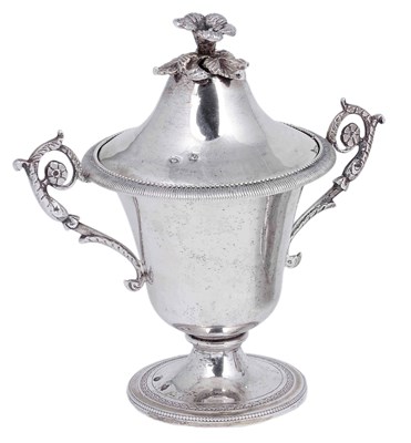 Lot 375 - AN OTTOMAN SILVER TWO-HANDLED CUP AND COVER