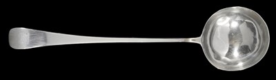 Lot 383 - A GEORGE III SILVER SOUP LADLE