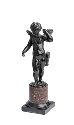 Lot 67 - AN ITALIAN BRONZE FIGURE OF CUPID, ATTRIBUTED TO THE WORKSHOP OF NICOLO ROCCATAGLIATA (CIRCA 1560-1629), VENICE, CIRCA 1600