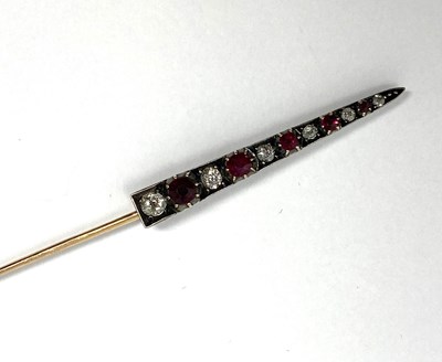 Lot 505 - RUBY AND DIAMOND SURETE PIN, 1890s