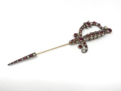 Lot 505 - RUBY AND DIAMOND SURETE PIN, 1890s