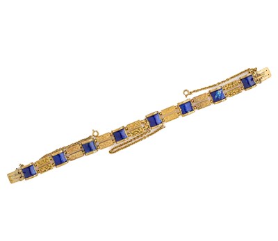 Lot 499 - GOLD AND ENAMEL BRACELET, 1890s