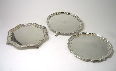 Lot 420 - THREE SILVER WAITERS