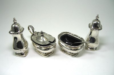 Lot 421 - A FOUR-PIECE SILVER CONDIMENT SET