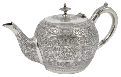 Lot 424 - ~A SCOTTISH VICTORIAN SILVER BACHELOR'S TEAPOT