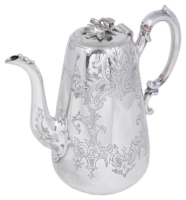 Lot 425 - ~A VICTORIAN SILVER COFFEE POT