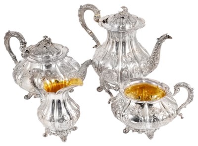 Lot 439 - A VICTORIAN SILVER FOUR-PIECE TEA AND COFFEE SET