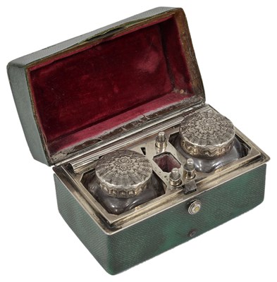 Lot 462 - H.R.H. PRINCESS MARGARET'S GEORGE III SILVER-MOUNTED TRAVELLING INK AND PEN SET