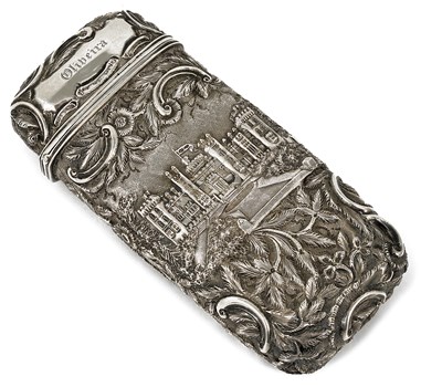 Lot 474 - A VICTORIAN SILVER 'CASTLETOP' CHEROOT CASE