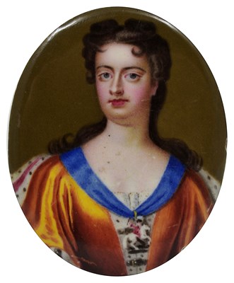 Lot 506 - A PORTRAIT MINIATURE OF QUEEN ANNE