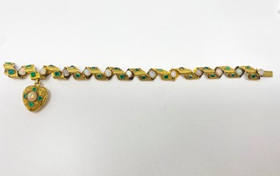 Lot 306 - GOLD, EMERALD AND OPAL BRACELET, 1860s