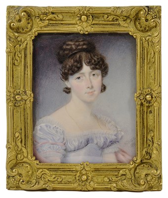 Lot 525 - ~A PORTRAIT MINIATURE OF A YOUNG LADY