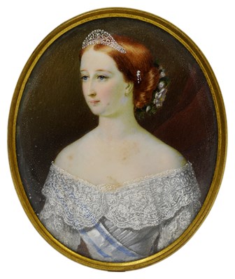 Lot 531 - ~A PORTRAIT MINIATURE OF EUGENIE