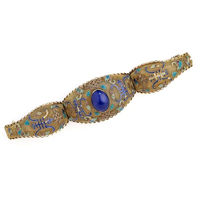 Lot 500 - CHINESE ENAMEL HINGED BANGLE