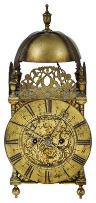 Lot 534 - AN ENGLISH BRASS COMPOSITE LANTERN CLOCK