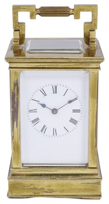 Lot 536 - A FRENCH GILT-BRASS CARRIAGE CLOCK