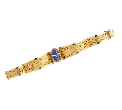 Lot 498 - EGYPTIAN LAPIS LAZULI BRACELET