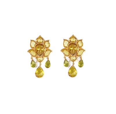 Lot 561 - PAIR OF PERIDOT EARCLIPS