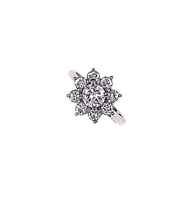 Lot 594 - DIAMOND CLUSTER RING